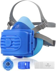 BEESAFETY 1-Pack 2818 Blue Reusable Half Face Respirator Mask with 6 Filter and 12-Pack P2 Dust Replacement Filter