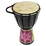 A-Star 5 Inch Painted Colourful West African Djembe Drum - Authentic Handmade, Rope Tuned, Natural Skin Head Educational Hand Drum - 25 cm Height