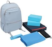 EKE Yoga Starter Set: 2 Colors Yoga mat+Yoga/Sport Backpack+Yoga Blocks+Straps All Yoga Supplies in one Special Backpack Yoga kit Gifts for Women (TPE 6mm Blue+Orange Foldable mat + EVA Blue Blocks)