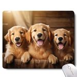 Cute Dog Mouse Pad,Three Adorable Golden Retrievers Healing Smiles That Blend Seamlessly with The Warmth of a Lazy Afternoon Sun Mouse Pad, Non-Slip Rubber Base Mousepad Waterproof for Kids Desk Pad