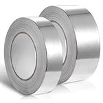 Aluminum Foil Duct Tape, 2 Rolls Heat Resistant Tape, Metal Duct Tape for HVAC, Sealing and Patching Hot and Cold Air Ducts, Silver (50mm x 20m, 30mm x 20m)