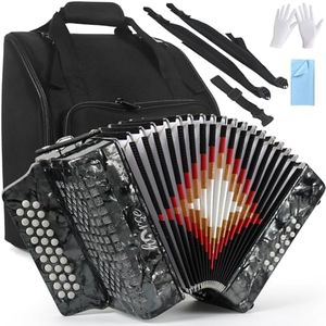 31 Keys Accordion, Horse Button Accordions 12 Bass GCF Acordeones Para Adultos Acordeón De Adulto Azul for Musical Instrument Adults Beginners Professionals with Bag, Strap, Cleaning Cloth, and Gloves