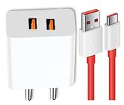 48W Ultra Fast Type-C Charger for Vivo Y33s 5G Original Mobile Wall Charger Smartphone Hi Speed Fast Type-C Dual Port Charger with 1.2m Type C Dash Red Cable (White, Square, RV.E1)