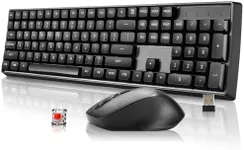 darkFlash Wireless Mechanical Keyboard and Mouse for Office, 106 Keys Full-Size Keyboard and Mouse Combo, Linear Red Switches for Windows/Mac Computer Office Desktop Laptop, Black(GK104)