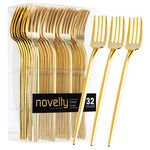 Novelty Modern Flatware, Cutlery, Disposable Plastic Salad forks Luxury Gold 32 Count