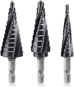 Lytool 3-Piece M35 Cobalt Step Drill Bits Set, 1/8"-7/8", 1/4" Hex Shank Four Spiral Flute Unibit for Metal, Stainless Steel, Aluminum, Wood, Plastic, for DIYers, Electricians, Fabricators
