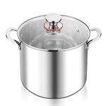 E-far 12-Quart Stock Pot, 18/10 Stainless Steel Stockpot with Lid for Cooking Simmering Soup Stew, Heavy Duty Cookware Works w/Induction, Non-Toxic & Corrosion Resistant, Dishwasher Safe