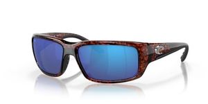 Costa del Mar Men's Fantail Polarized Iridium Rectangular Sunglasses, Tortoise Frame Blue Mirror Glass - W580, 58.9 mm