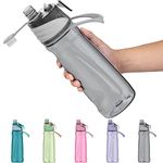 Healter 950ml Misting Water Bottle with Spray Mist for Outdoor Hydartion Cycling Climbing Hiking Mountaineering Gym, Grey