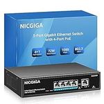 NICGIGA 4 Port Gigabit PoE Switch Unmanaged with 4 Port IEEE802.3af/at PoE+@72W, 1 x 1000Mbps Uplink, 5 Port Network Power Over Ethernet Switch, VLAN Mode, Desktop/Wall-Mount.