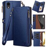 XcaseBar for iPhone XR 6.1" Wallet case with RFID Blocking Zipper Credit Card Holder, Flip Folio Book PU Leather Phone case Shockproof Cover Women Men for Apple XR case Blue