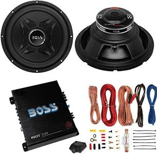 2 Boss CXX12 12-Inch 2000W Car Audio Power Subwoofer Sub and R1100M Monoblock Class A/B Riot Car Audio Amplifier and AKS8 Amplifier Installation Kit