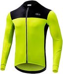 CGLRybO Men's Cycling Bike Jersey Thermal Biking Shirt Long Sleeve Bicycle Shirts with Full Zipper and Rear Pockets（Yellow，Medium）