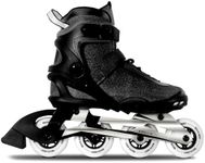 RollingBunny Inline Skates PRO for Adult Women - ABEC-9 Bearing with Breathable Lining for Male Female, Optional Brake, Size W 6-9, Black