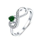 JO WISDOM Infinity Heart Promise Rings for Her Sterling Silver Friendship Ring May Birthstone Ring