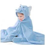 Baby Bath Towel Ultra Soft Hooded Towel Highly Absorbent Bathrobe Blanket Toddlers Shower Gifts for Boys Girls-Extra Large 27.5" x 55" (Blue elephent)