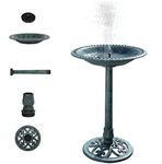 Bonnlo Pedestal Bird Bath Solar Fountain Birdbaths with Steel Ground Anchors Weather Resistant Resin Antique Green Garden Decor for Outdoor Lightweight Courtyard-71cm Tall