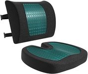 Amazon Basics Seat Cushion & Lumbar Support, Cool Gel Memory Foam, Black, 2-Pack