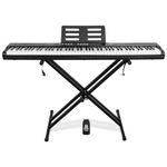 STRICH Digital Piano Keyboard with Stand - Full Size Electric Keyboard with Semi-Weighted 88 Keys, Sustain Pedal, Music Rest - 900 Sounds, 700 Rhythms, Portable Design for Beginners, Black, SEP-150