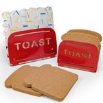 Mango Steam Napkin & Coaster Holder Set, For Home or Kitchen (Toaster, Red)