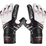 Sportout Youth&Adult Goalie Goalkeeper Gloves, Strong Grip for The Toughest Saves, with Finger Spines to Give Splendid Protection to Prevent Injuries,3 Colors (Black, 6)