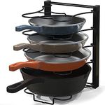 SimpleHouseware 5 Compartments Height Adjustable Pan Rack Organizer for Kitchen Storage, Black