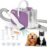 ITBABY Dog Grooming Kit, Pet Grooming Kit & Vacuum Suction 99% Pet Hair Groomer, Professional Grooming Clippers with 7 Proven Grooming Tools for Dogs Cats (Purple)