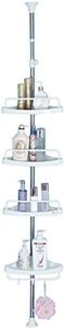 Baoyouni 4 Tier Bathroom Corner Shower Caddy Pole Rust Proof Tension Rod Storage Rack White