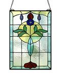 Happy Living Time Tiffany Style Life Power Stained Glass Window Panel Hanging 20" X 14"