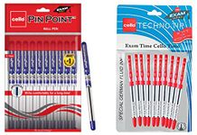 Cello Pinpoint Ballpoint Pens - Blue (Pack of 10) Technotip Ball Pen Set, Red, Set of 10