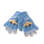 Tomorrow Kids Winter Gloves | Warm Faux Wool Thermal Gloves for 3-8 Year Olds | Elastic Knit Gloves with Car Pattern | Ideal for boy and girls (Ski)