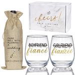 Engagement Gifts for Couples, Boyfriend and Girlfriend Wine Glass and Wine Bag Gift Set, Fiance Fiancee Gift for Him and Her, Bride and Groom Wedding Gifts, Bridal Shower, Engaged Gift for Newlywed