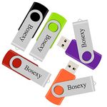 USB Flash Drive 8GB 5PCS, Bosexy Thumb Drive Swivel USB 2.0 Memory Stick Mixed Colors