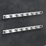 Plantex Aluminium Hook Rail for Bathroom/Cloth and Towel Hanger for Wall/Hook Rail Bar for Clothes - Pack of 2 (8 Pin, Chrome)