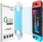 amFilm OneTouch Screen Protector Designed for Nintendo Switch 2017 - With Auto Alignment Kit, Bubble Free, Glass, 2 Pack