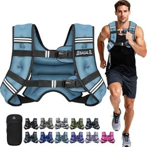 BAGAIL Weighted Vest, 5lbs/8lbs/10lbs/12lbs/15lbs/20lbs/25lbs/30lbs Weight Vest with Detachable Phone Pouch, Rucking Vest for Women, Men, Walking, Weight Loss, Training, Running
