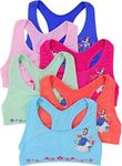 ToBeInStyle Girl’s Pack of 6 Fun Print Training Bras Top Wire-Free Non-Padded, Racerback Bras - Blue Floral Garden Dancing Princess