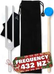 432 Hz Tuning Fork Set – 7.2" Deformation Resistant Chakra Tuning Forks made of Stainless Steel with Reflex Hammer, Cleaning Cloth, and Bag - Sound Diapason for Meditation & String Instruments Tuning