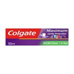 Colgate Kids Maximum Cavity Protection Mild Mint 50ml Toothpaste (Pack of 1) | 3+ years | Strengthens enamel | Clinically proven to fight tooth decay