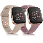 2 Straps for Fitbit Versa 2 Strap/Fitbit Versa Strap for Women Men, Silicone Sport Replacement Straps Compatible with Fitbit Versa Lite/Fitbit Versa 2/Fitbit Versa,Quick Release,Violet+Deep Purple