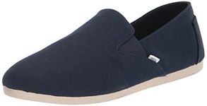 TOMS Women's Redondo Slip on Flat Loafer, Navy Canvas, 9