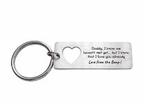 Daddy To Be Present Love From The Bump Happy Fathers Day Stainless Steel Keychain,Expectant Father gift,New Father Gift