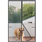 Risareyi Screen Door Magnetic 83 x 89 inch, Anti-Tear High Density Screen Door Mesh for Patio Door Entry Garage Door, Self-Closing, Full Frame Hook Loop, Grey Door Screen Magnetic Closure Heavy Duty