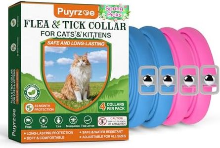 Puyrzoe Flea Collar for Cats 4 Pack, Natural Cat Flea and Tick Prevention Collar, 32-Month Full Protection, Adjustable Cat Flea and Tick for Kittens and Cats, Waterproof, 2 Pink & 2 Blue