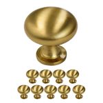 Probrico 10 Pack Solid Cabinet Door Knob, Dresser Drawer Handles and Knobs, Gold Cupboard Handles