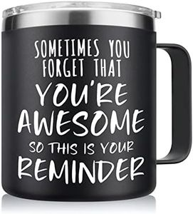 NOWWISH Inspirational Gifts for Men Women, Sometimes You Forget You're Awesome Coffee Mug, Thank You Gifts, Funny Birthday Gifts for Husband Dad, Coworker, Friends on Fathers Day, Black