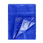 KAV 2.40 x 3m (8x10 FT) Blue Waterproof Tarpaulin Tarpoline tarpaulins Tarp for Universal Covering Garden Furniture, Camping, Roof Caravan Building site Ground Sheet with Eyelets 120 GSM