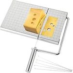 RRMMAN Cheese Slicer,Cheese Slicer Cutter Board,Stainless Steel Cheese Cutter with Accurate Size Scale Wire Cheese Slicer for Cheese Butter Equipped with 5 Replaceable Cheese Slicer Wires