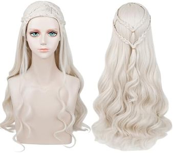 Probeauty Long Blonde Braid Wig Curly Women Cosplay Wigs for Halloween Costume Party 27 Inch