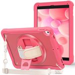 ProCase Rugged Case for iPad 9.7 Inch 5th 6th Gen/iPad Air 2 / iPad Pro 9.7 Case, Heavy Duty Shockproof Rugged Cover with Hand Strap 360 Degree Rotatable Kickstand Protective for iPad 9.7" -Melonpink